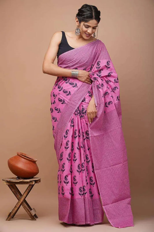 Soft Cotton Mulmul Saree With Blouse Piece
