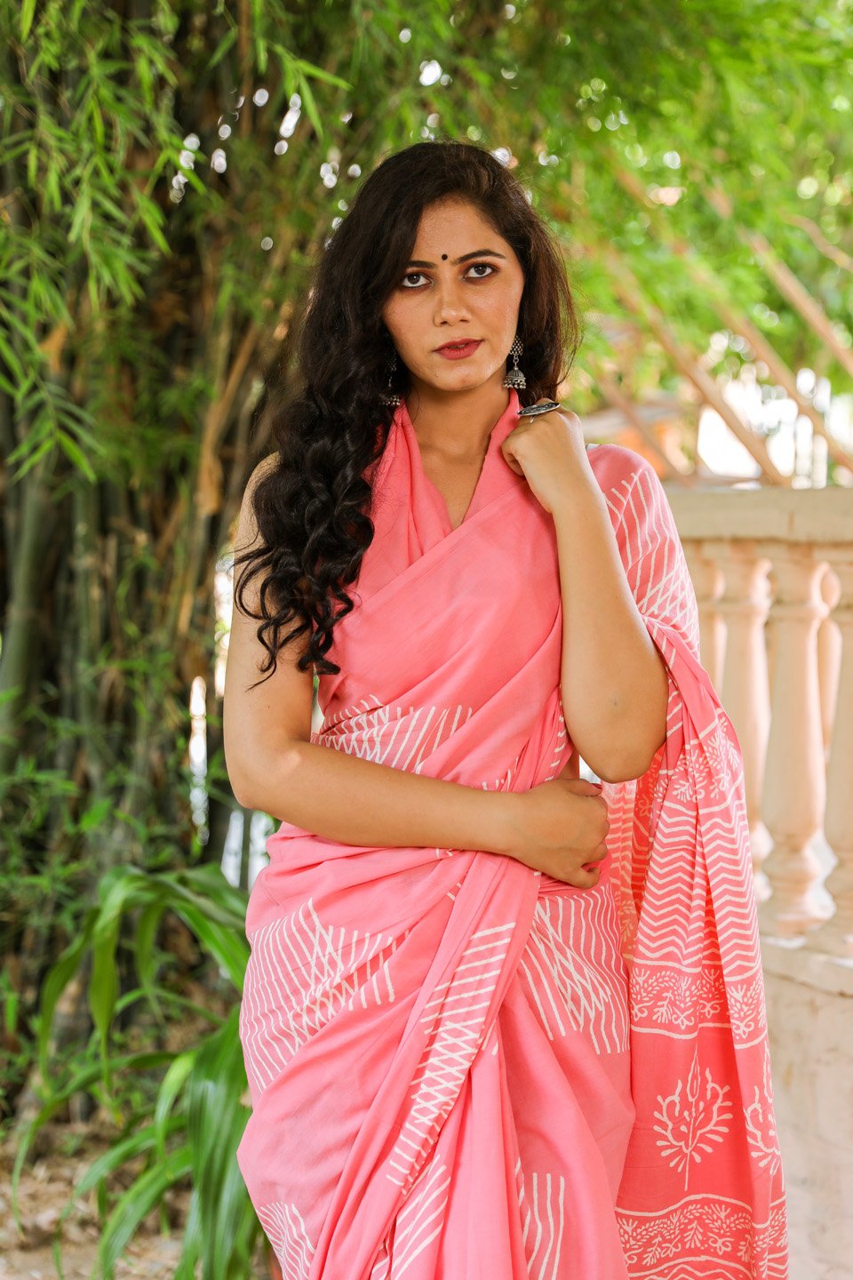 Light Pink buti mulmul saree