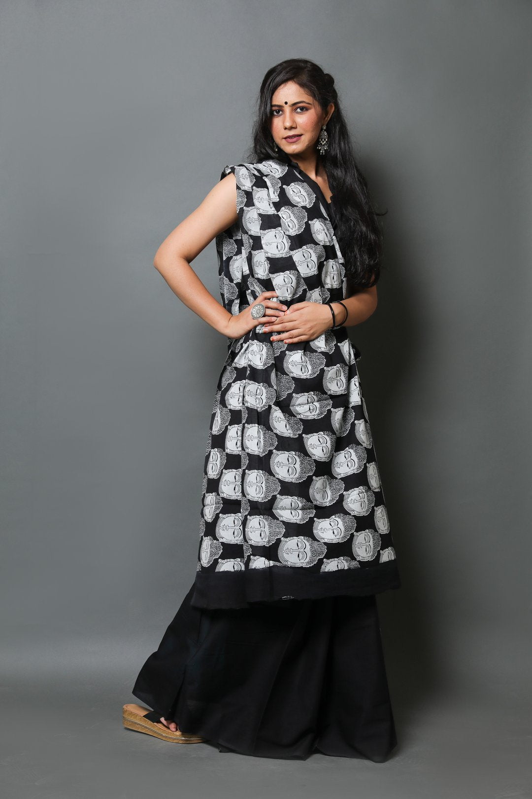 Printed Cotton Mulmul Saree With Blouse Piece