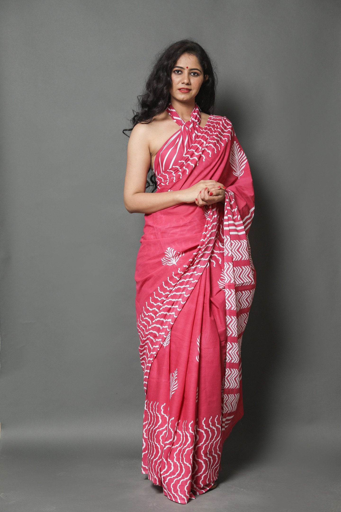 Light Pink  Cotton  mulmul saree