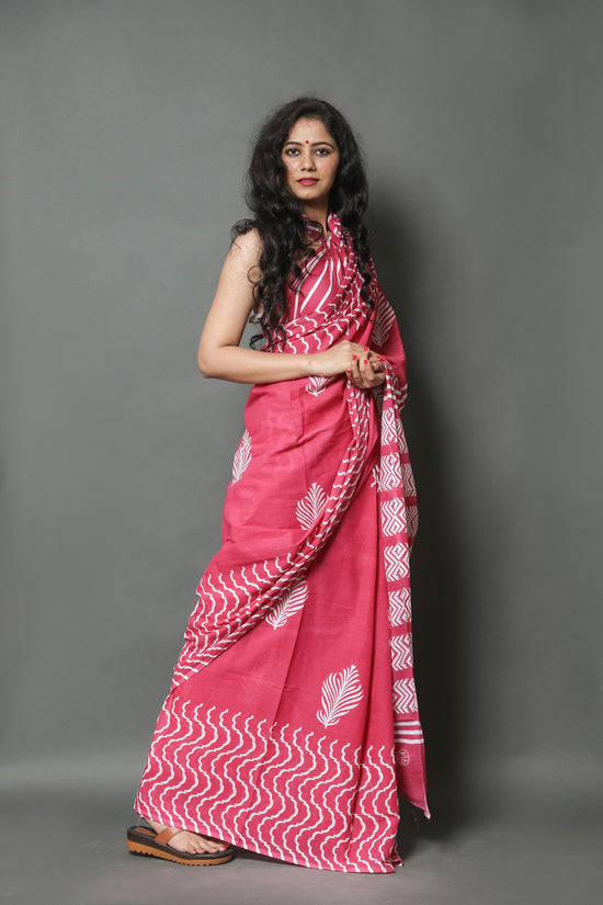Light Pink  Cotton  mulmul saree
