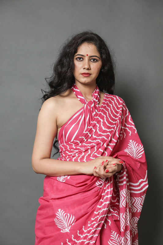 Light Pink  Cotton  mulmul saree