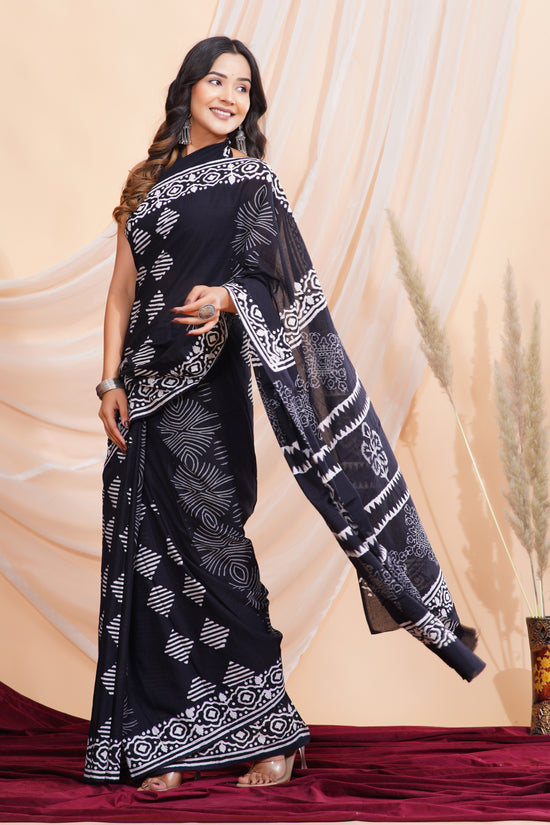 Jaipuri Hand Block Print Pure Soft Cotton Mulmul Saree With Blouse Piece