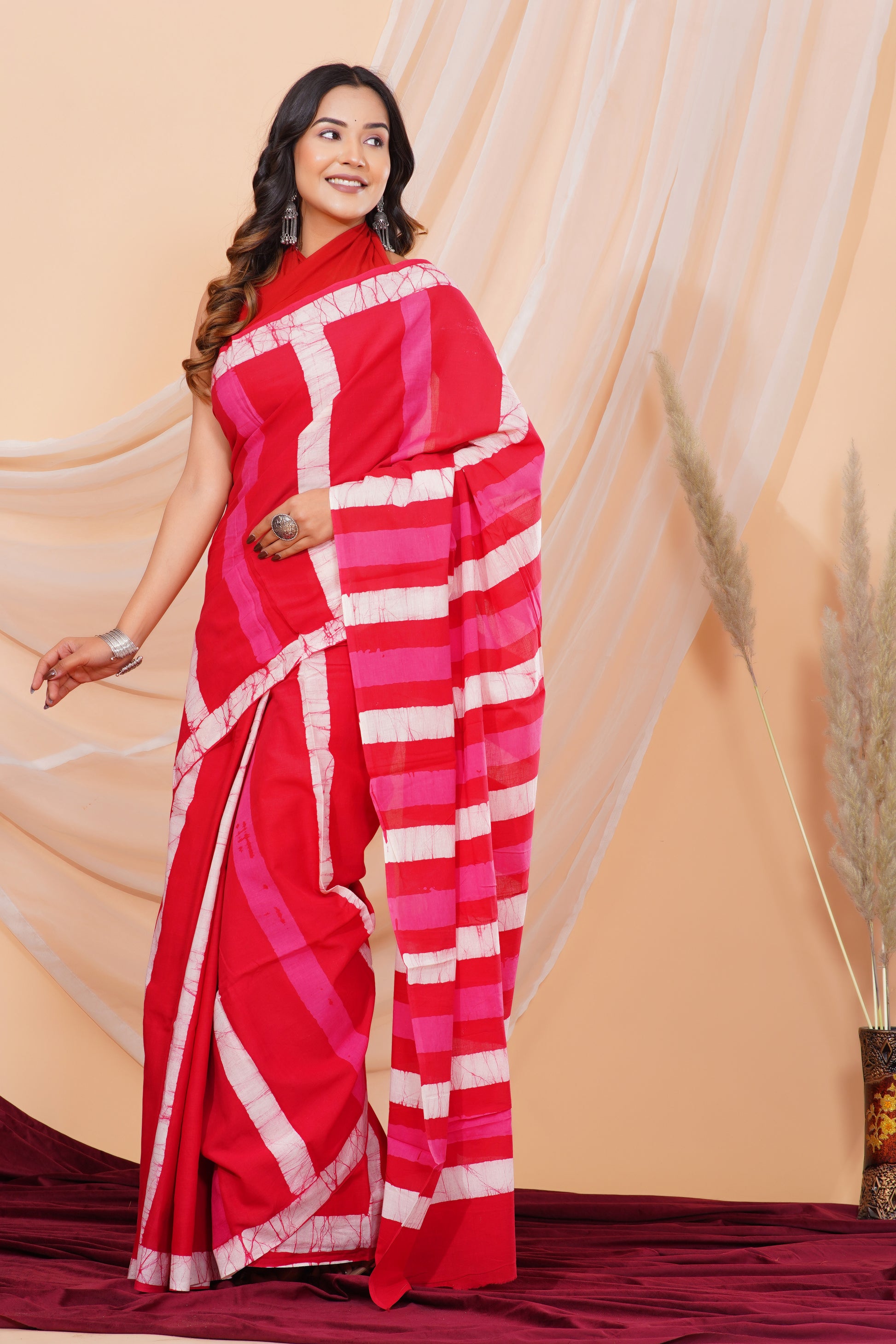 Jaipuri Hand Block Print Pure Soft Cotton Mulmul Saree With Blouse Piece