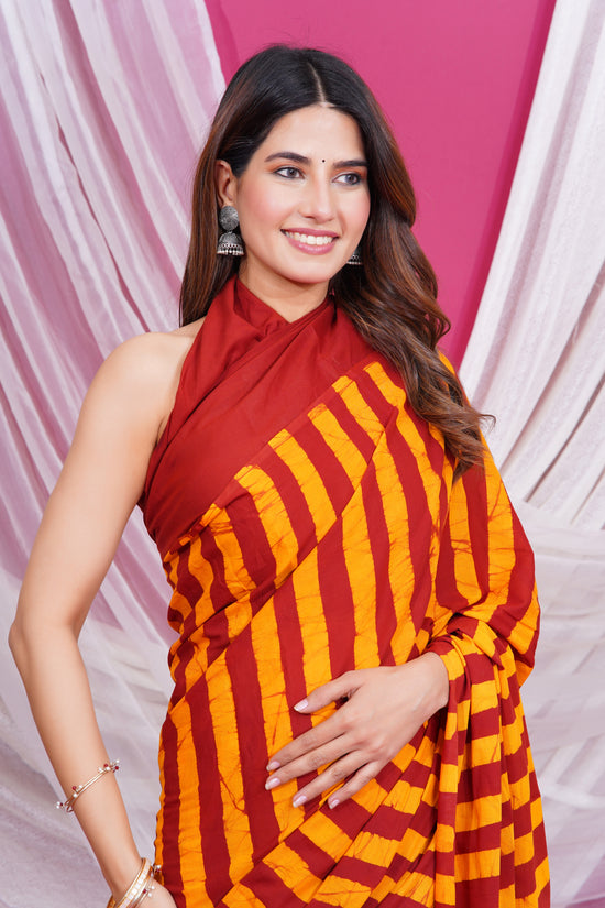 Jaipuri Hand Block Print Pure Soft Cotton Mulmul Saree With Blouse Piece