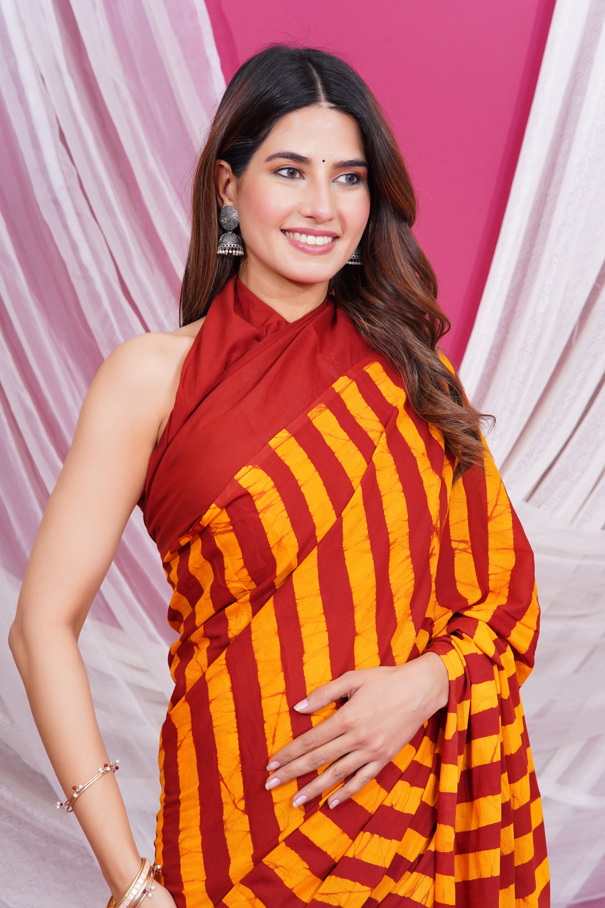 Jaipuri Hand Block Print Pure Soft Cotton Mulmul Saree With Blouse Piece