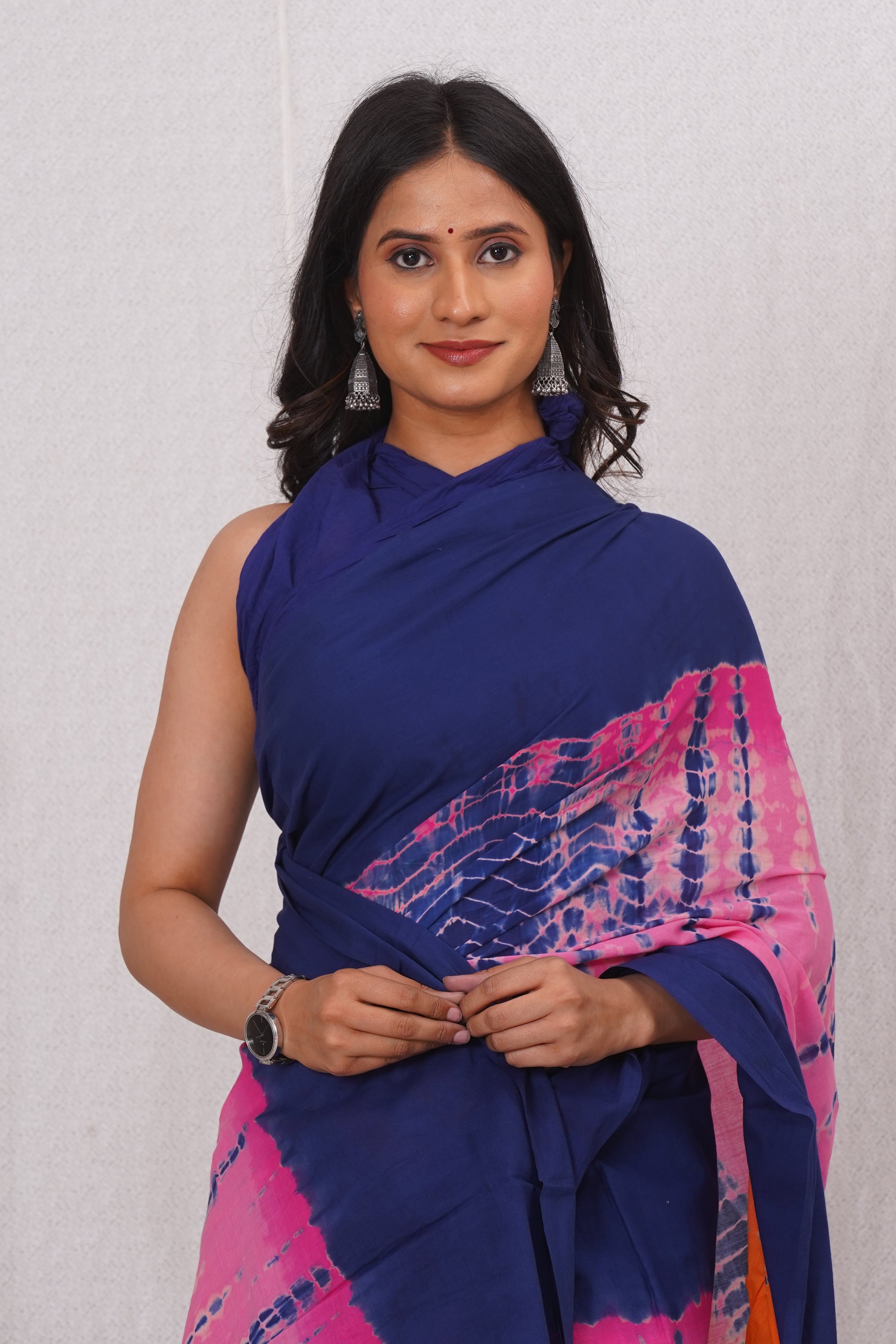 Multicolor Cotton Mulmul Saree With Blouse Piece