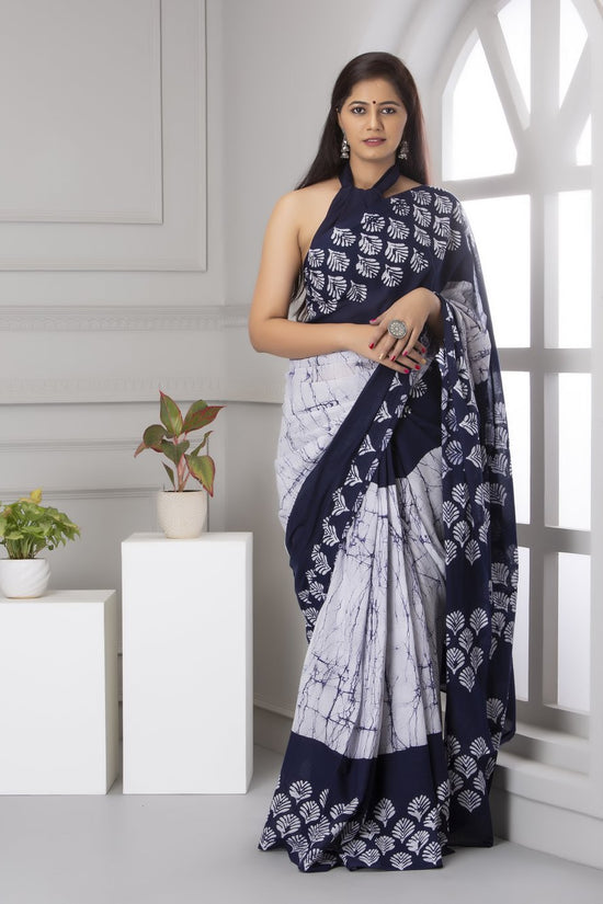 Printed Cotton Mulmul Saree With Blouse Piece