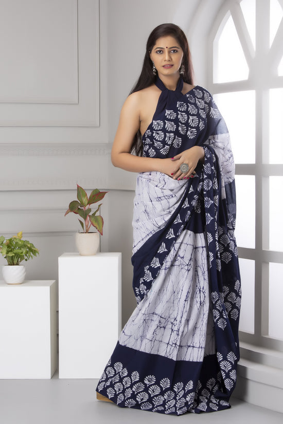 Printed Cotton Mulmul Saree With Blouse Piece