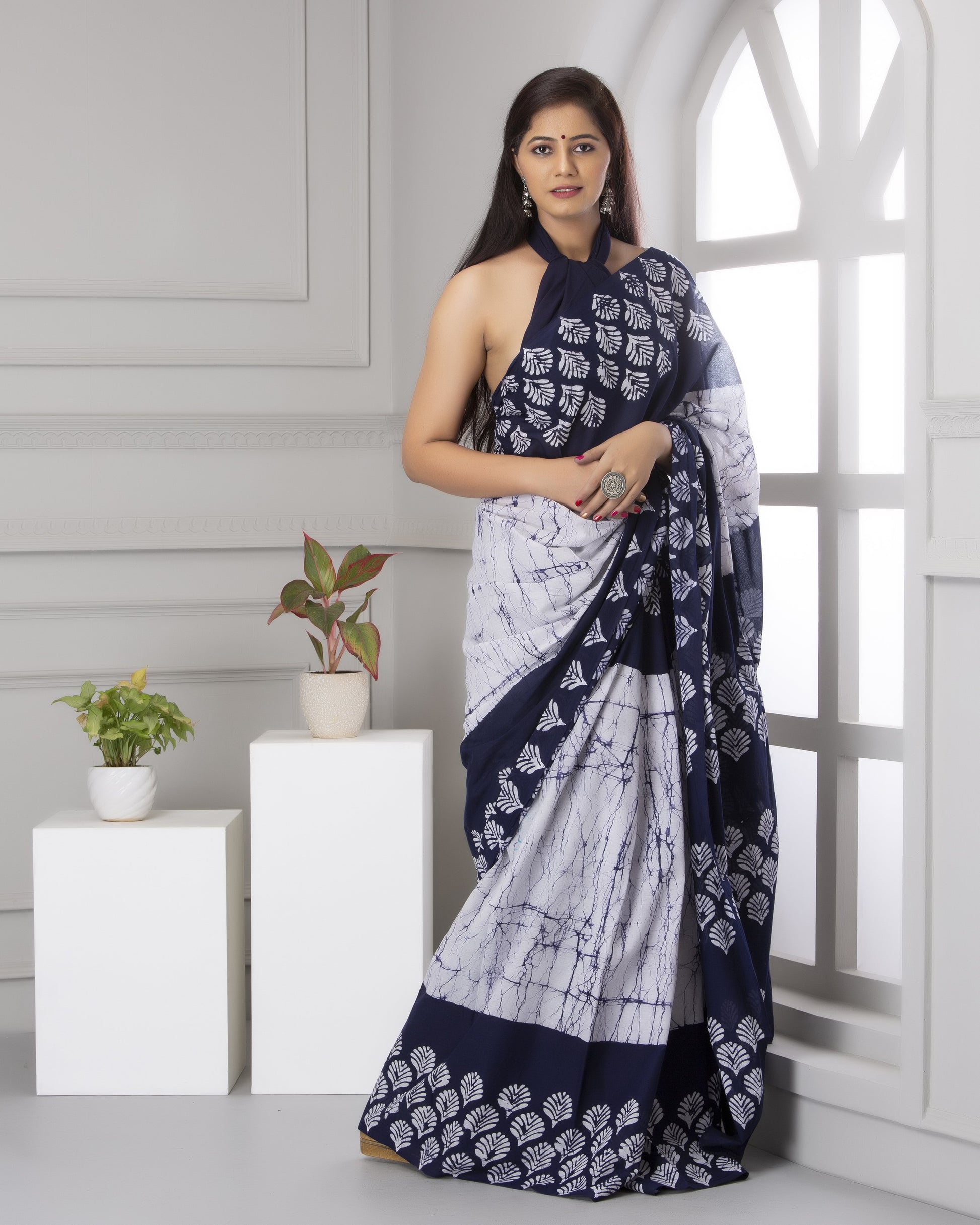 Printed Cotton Mulmul Saree With Blouse Piece