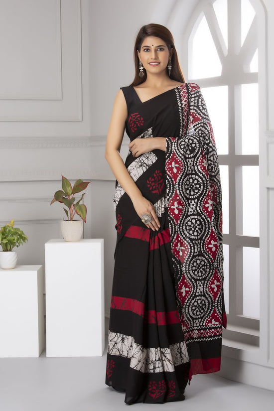 Printed Cotton Mulmul Saree With Blouse Piece