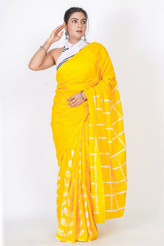 Bagru Print Mulmul Cotton Saree – Diamond Check Print