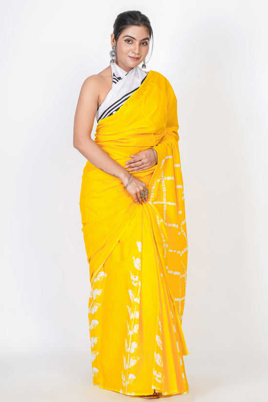 Bagru Print Mulmul Cotton Saree – Diamond Check Print