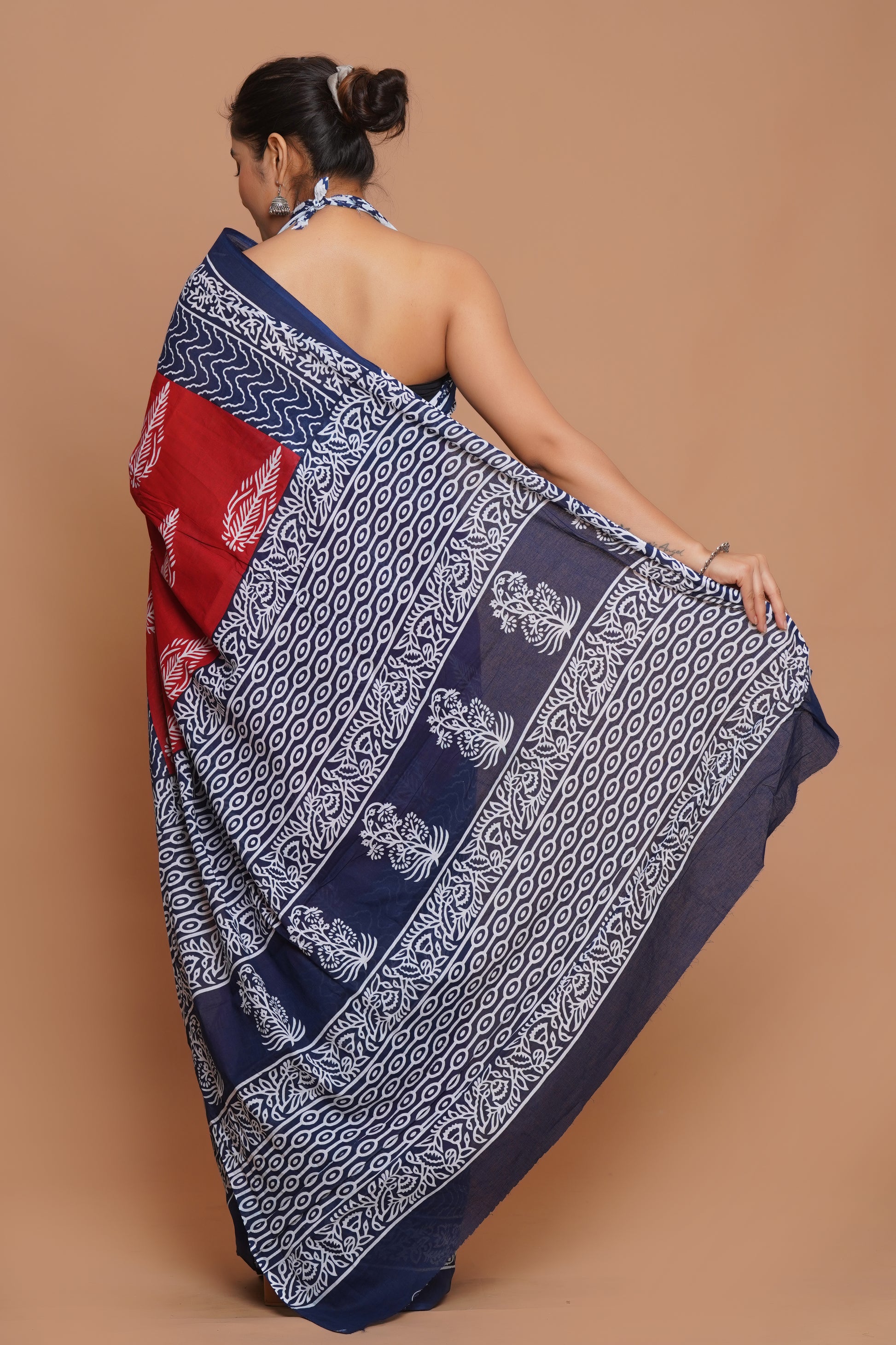 Bagru Print Mulmul Cotton Saree – Ruby Heritage