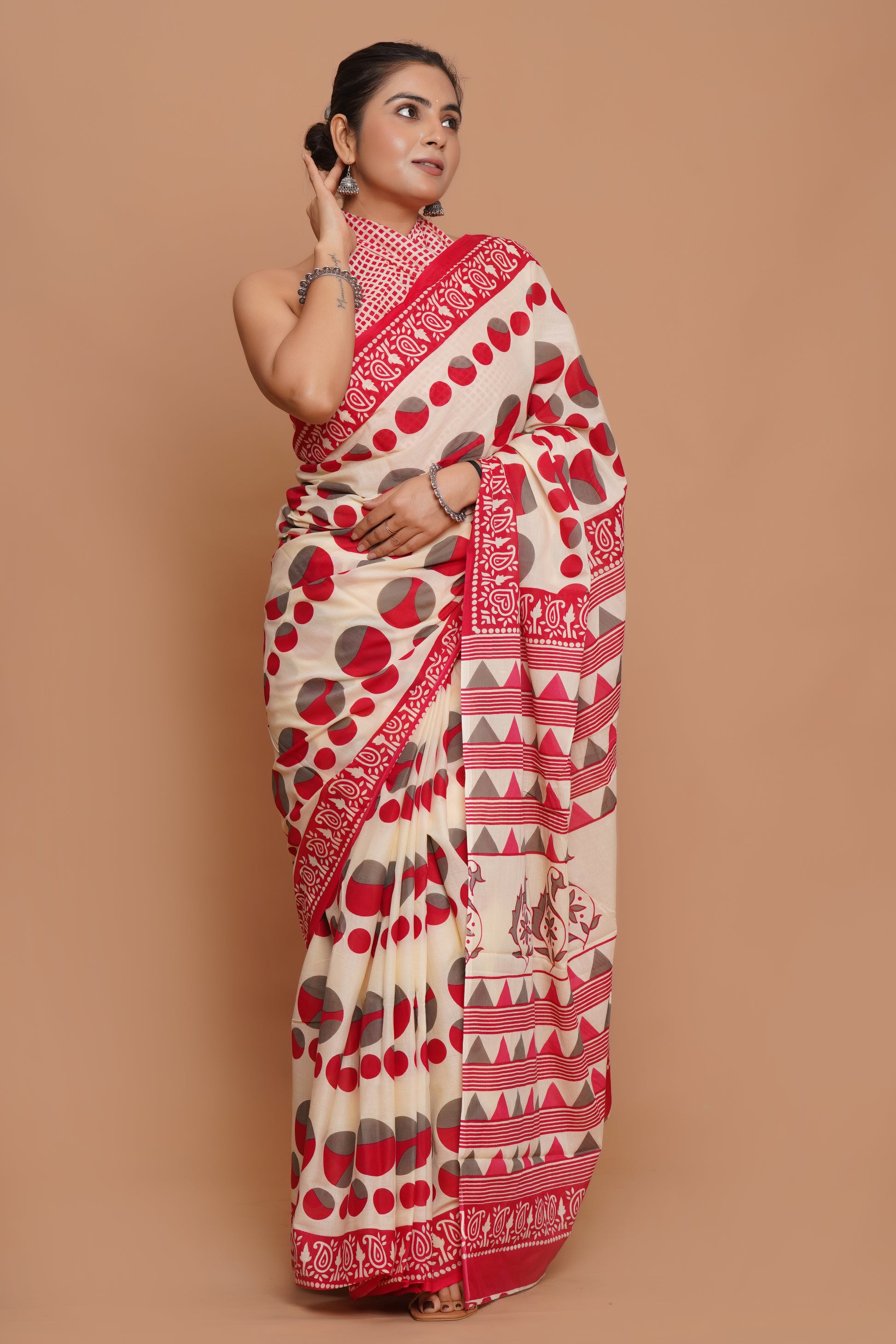 Bagru Print Mulmul Cotton Saree – Ruby Heritage
