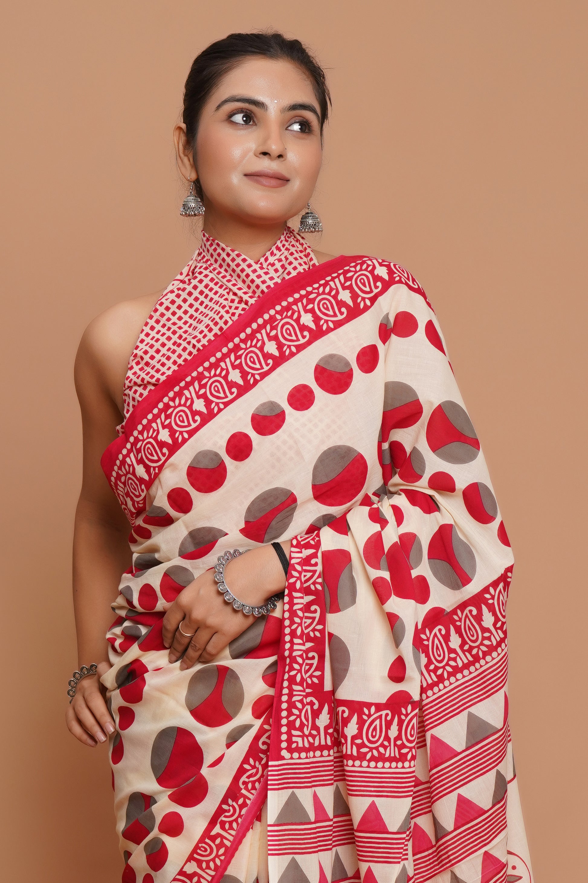 Bagru Print Mulmul Cotton Saree – Ruby Heritage
