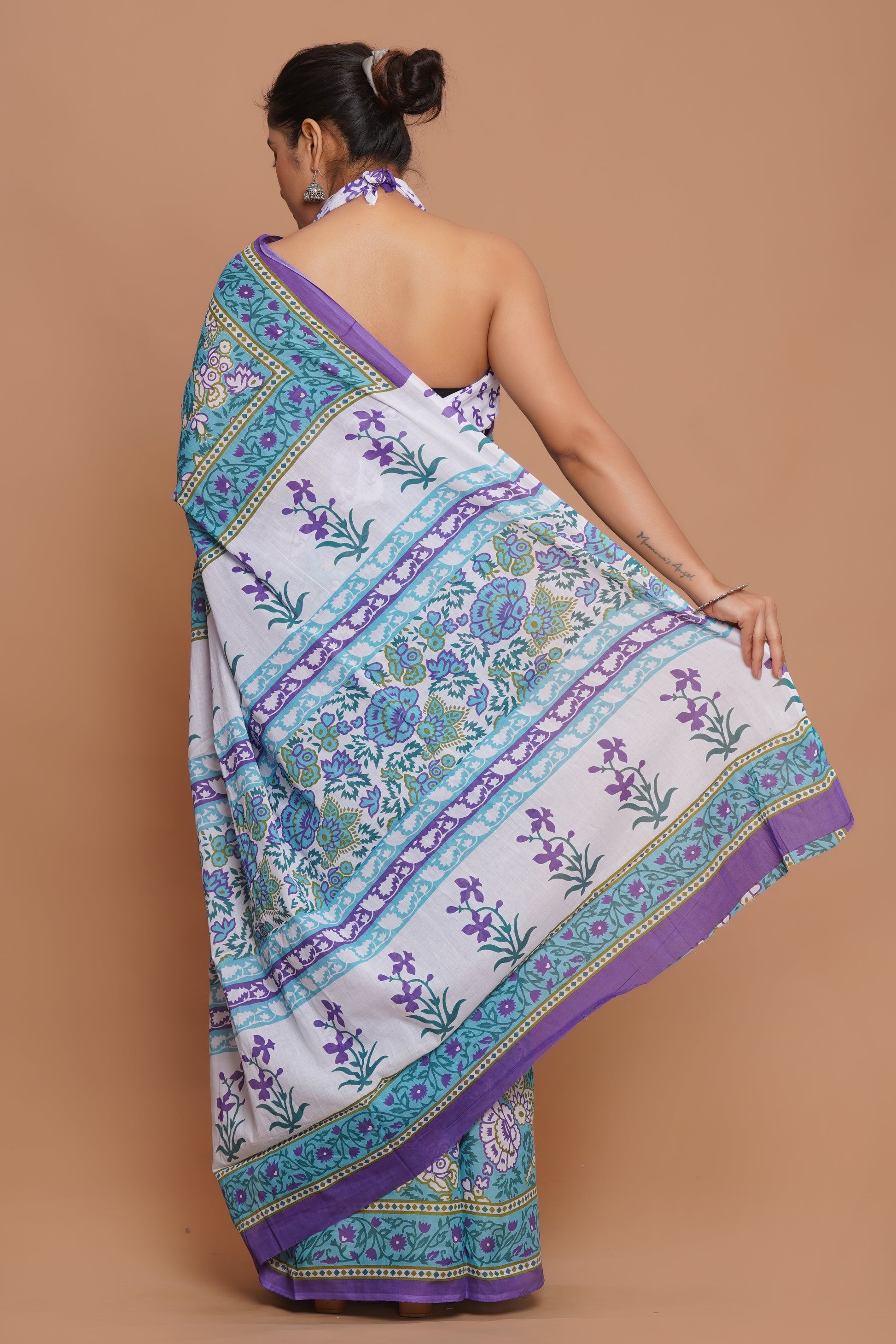 Bagru Print Mulmul Cotton Saree – Royal Lotus