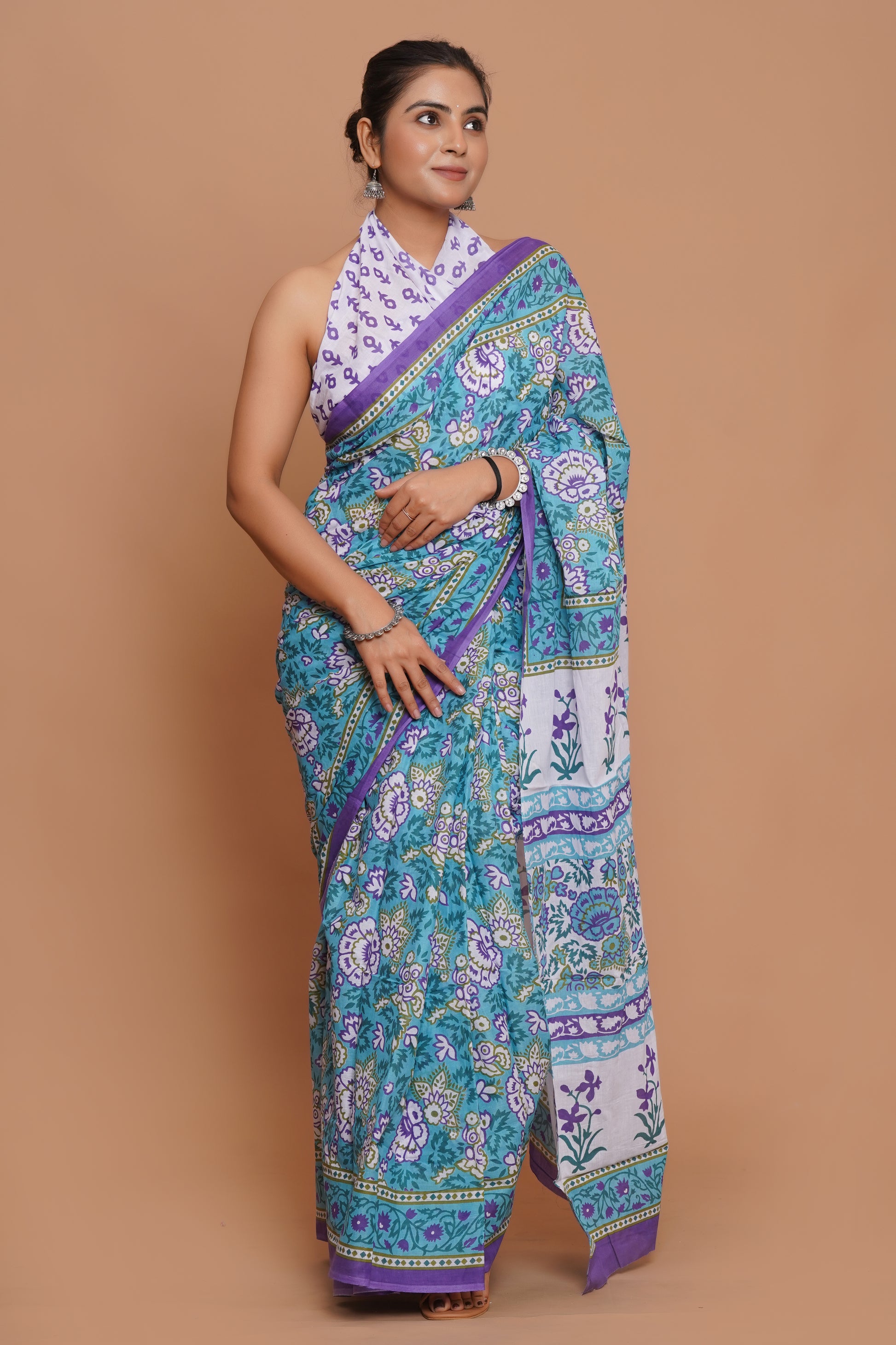 Bagru Print Mulmul Cotton Saree – Royal Lotus