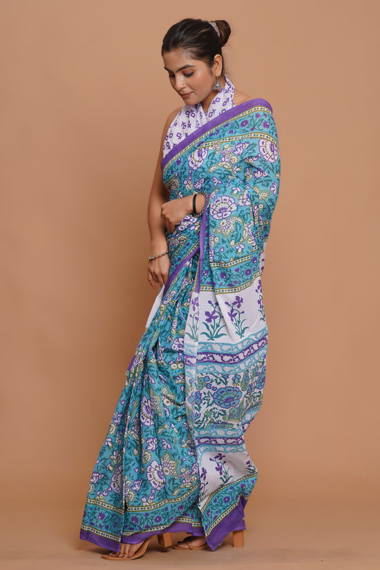 Bagru Print Mulmul Cotton Saree – Royal Lotus