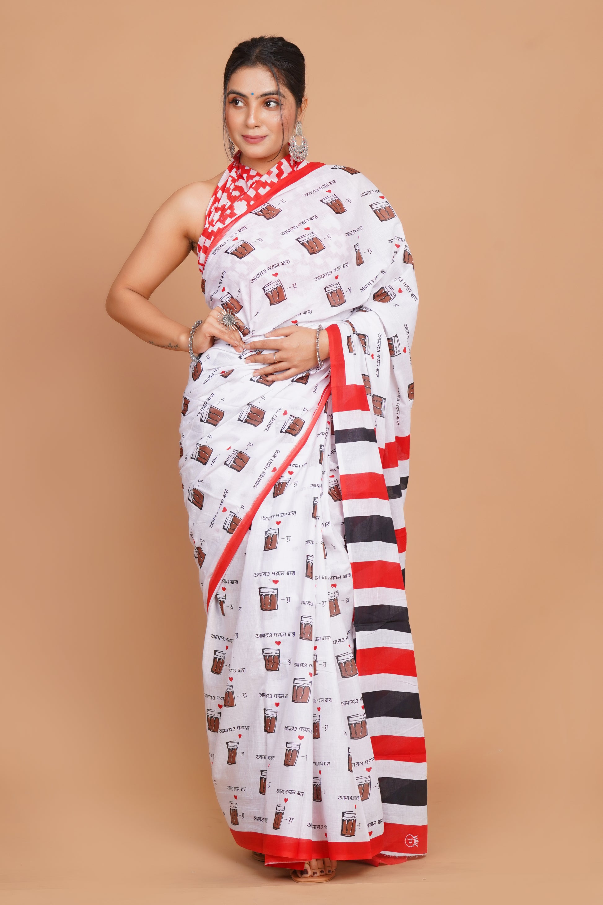 Bagru Print Mulmul Cotton Saree – Chai Tales