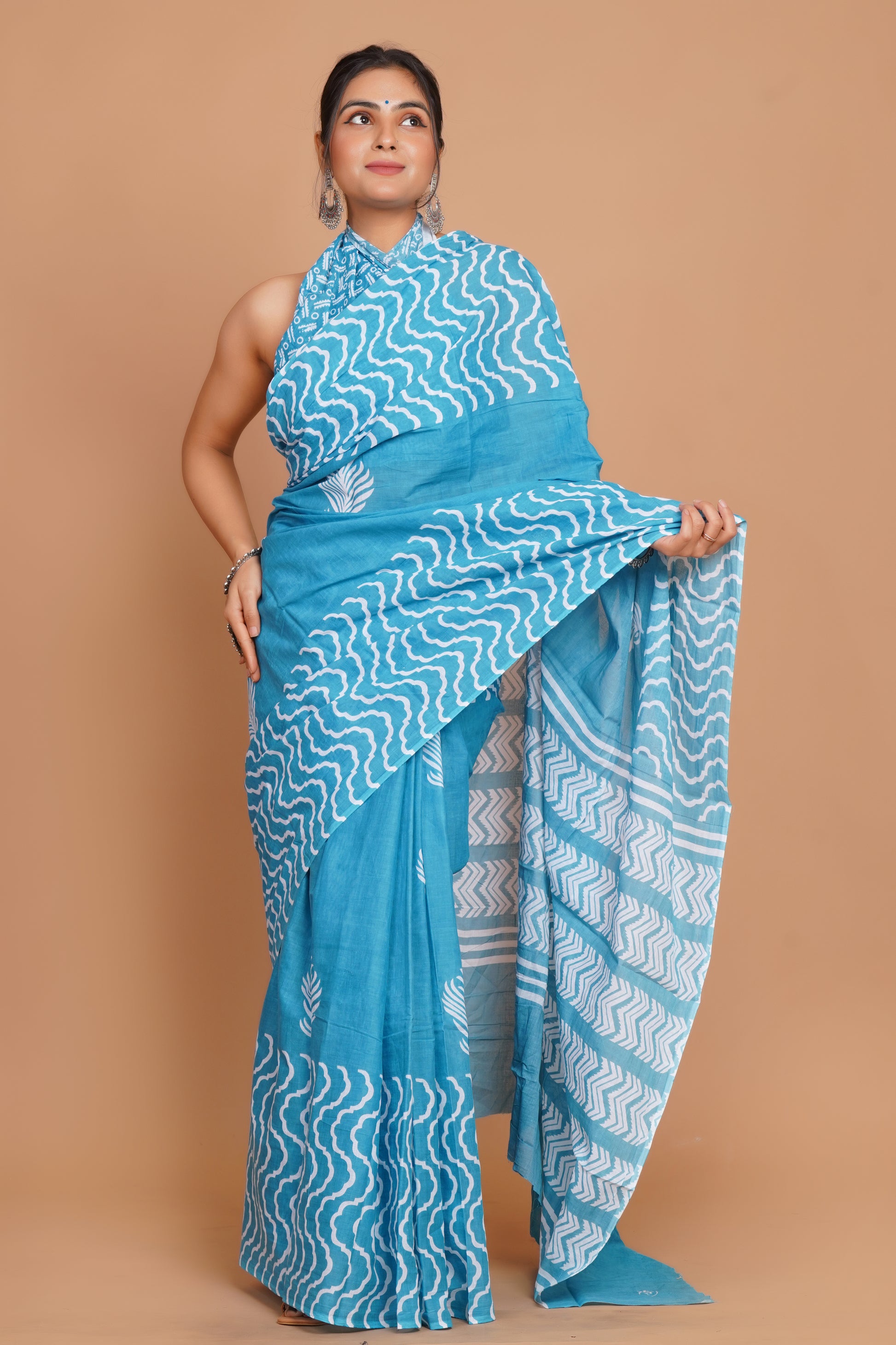 Bagru Print Mulmul Cotton Saree –  Buti Print