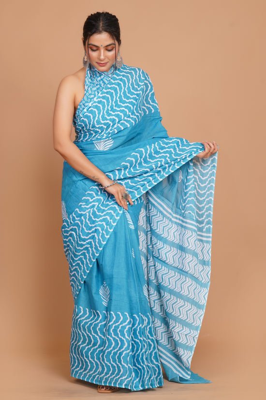 Bagru Print Mulmul Cotton Saree –  Buti Print