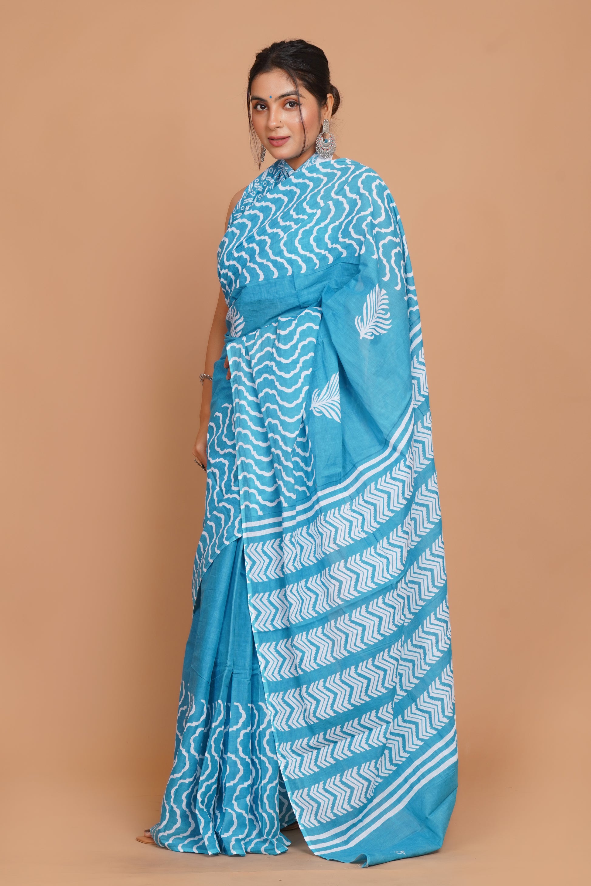 Bagru Print Mulmul Cotton Saree –  Buti Print