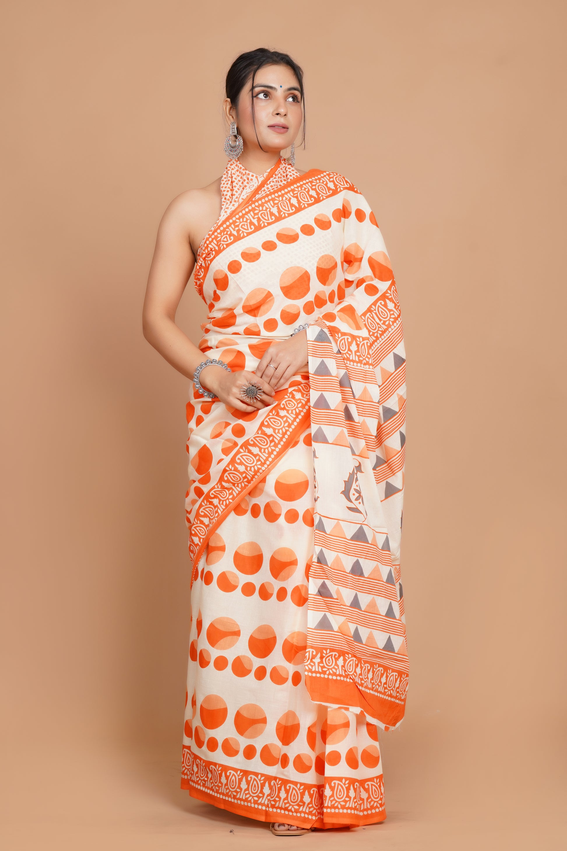 Bagru Print Mulmul Cotton Saree – Amber Circles