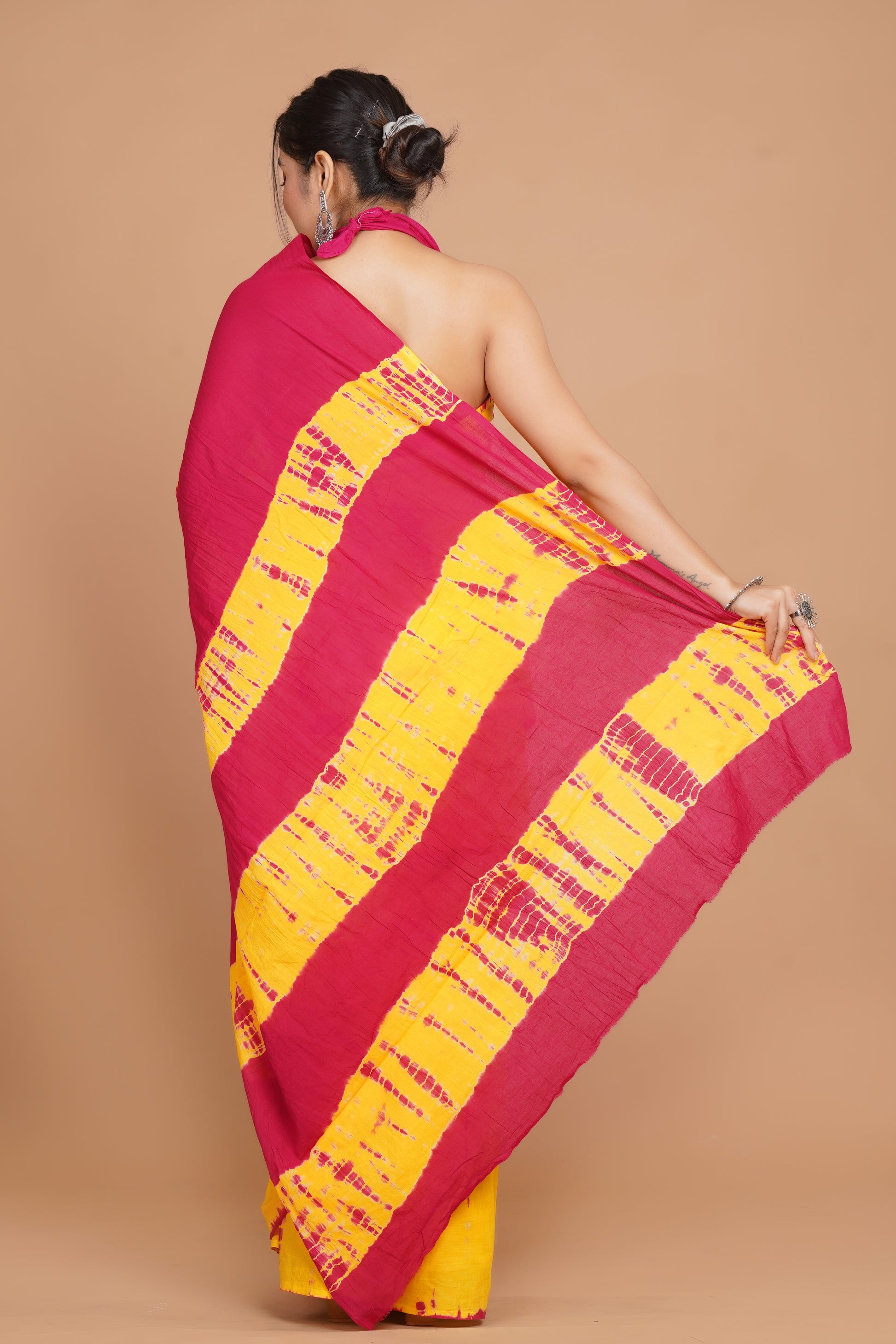 Bagru Print Mulmul Cotton Saree – Spring Flame