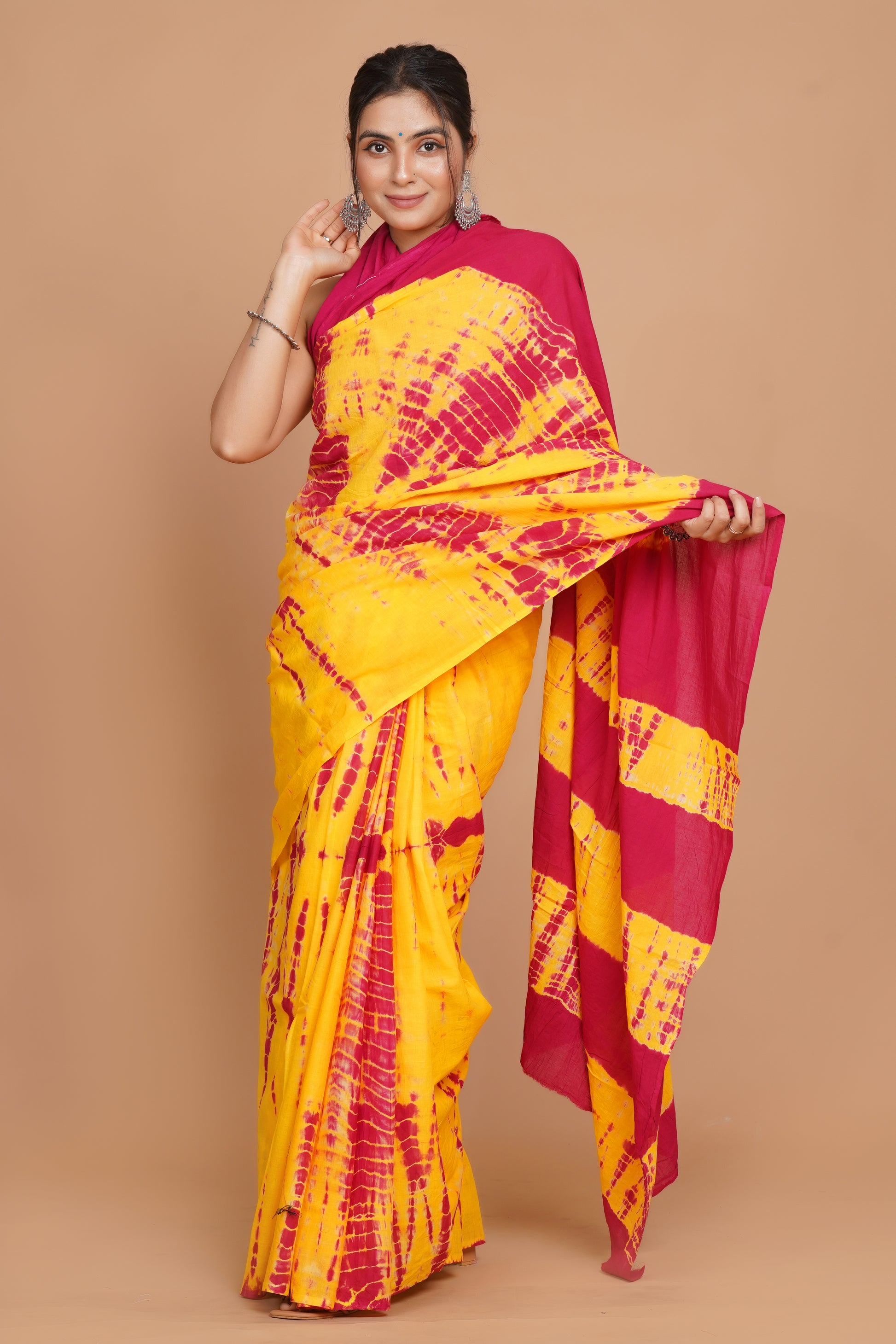 Bagru Print Mulmul Cotton Saree – Spring Flame