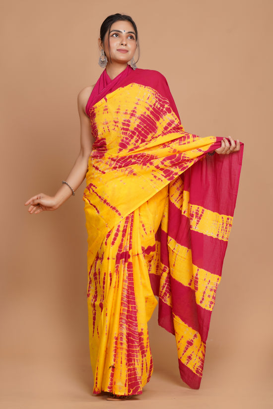 Bagru Print Mulmul Cotton Saree – Spring Flame