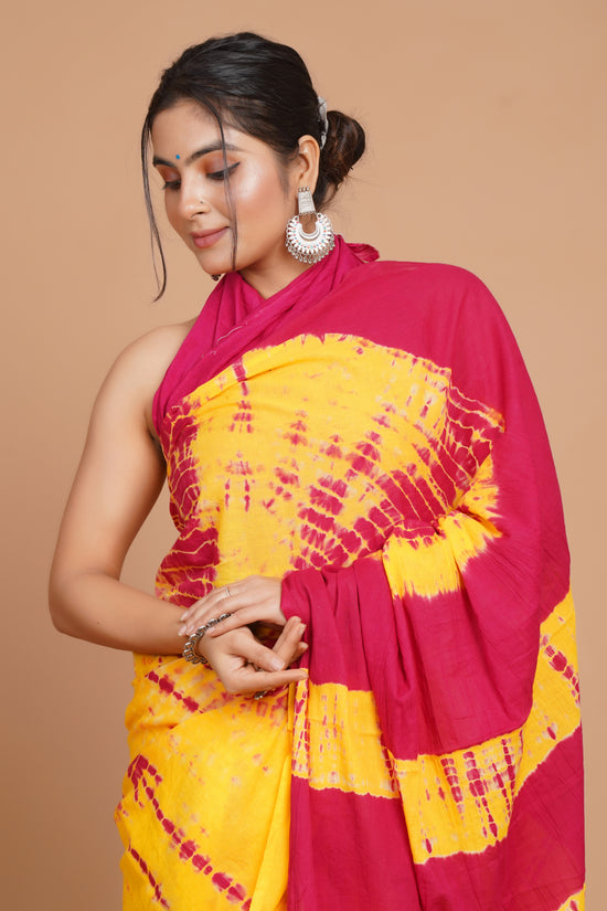 Bagru Print Mulmul Cotton Saree – Spring Flame