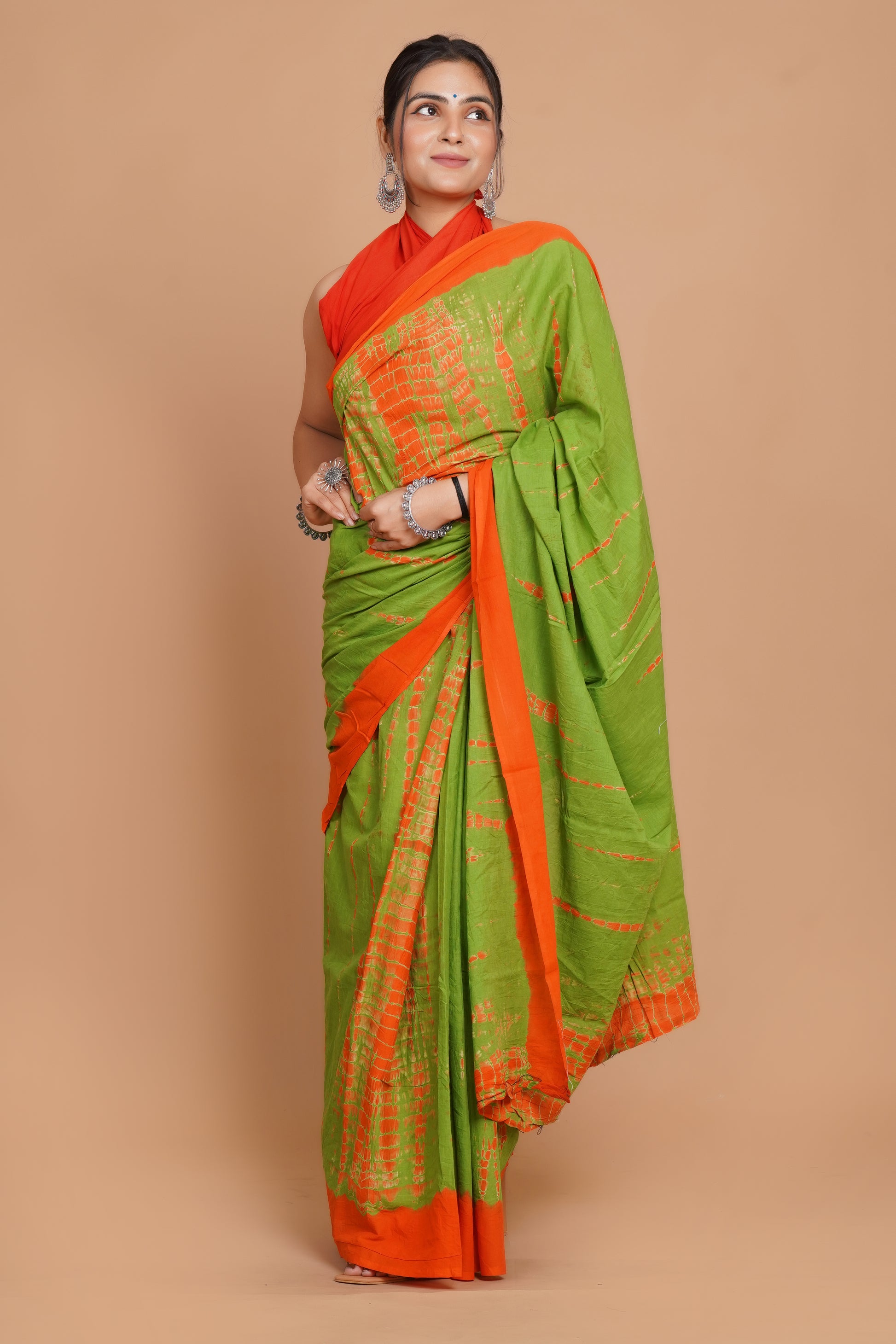 Bagru Print Mulmul Cotton Saree – Spring Flame