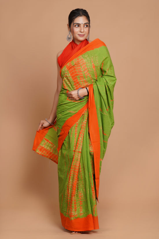 Bagru Print Mulmul Cotton Saree – Spring Flame