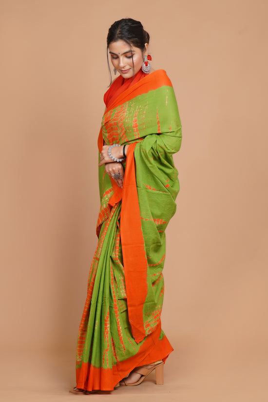 Bagru Print Mulmul Cotton Saree – Spring Flame