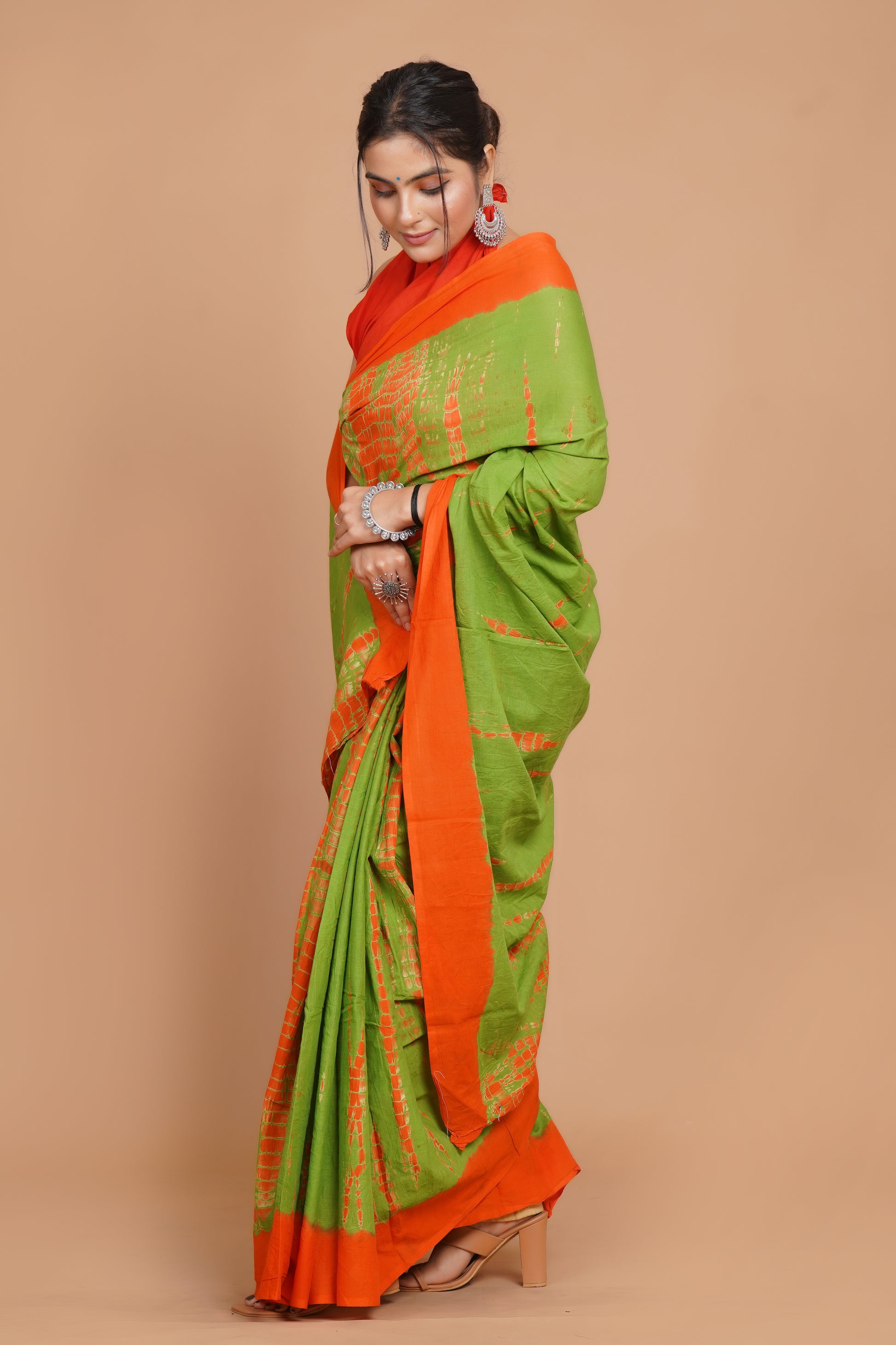 Bagru Print Mulmul Cotton Saree – Spring Flame