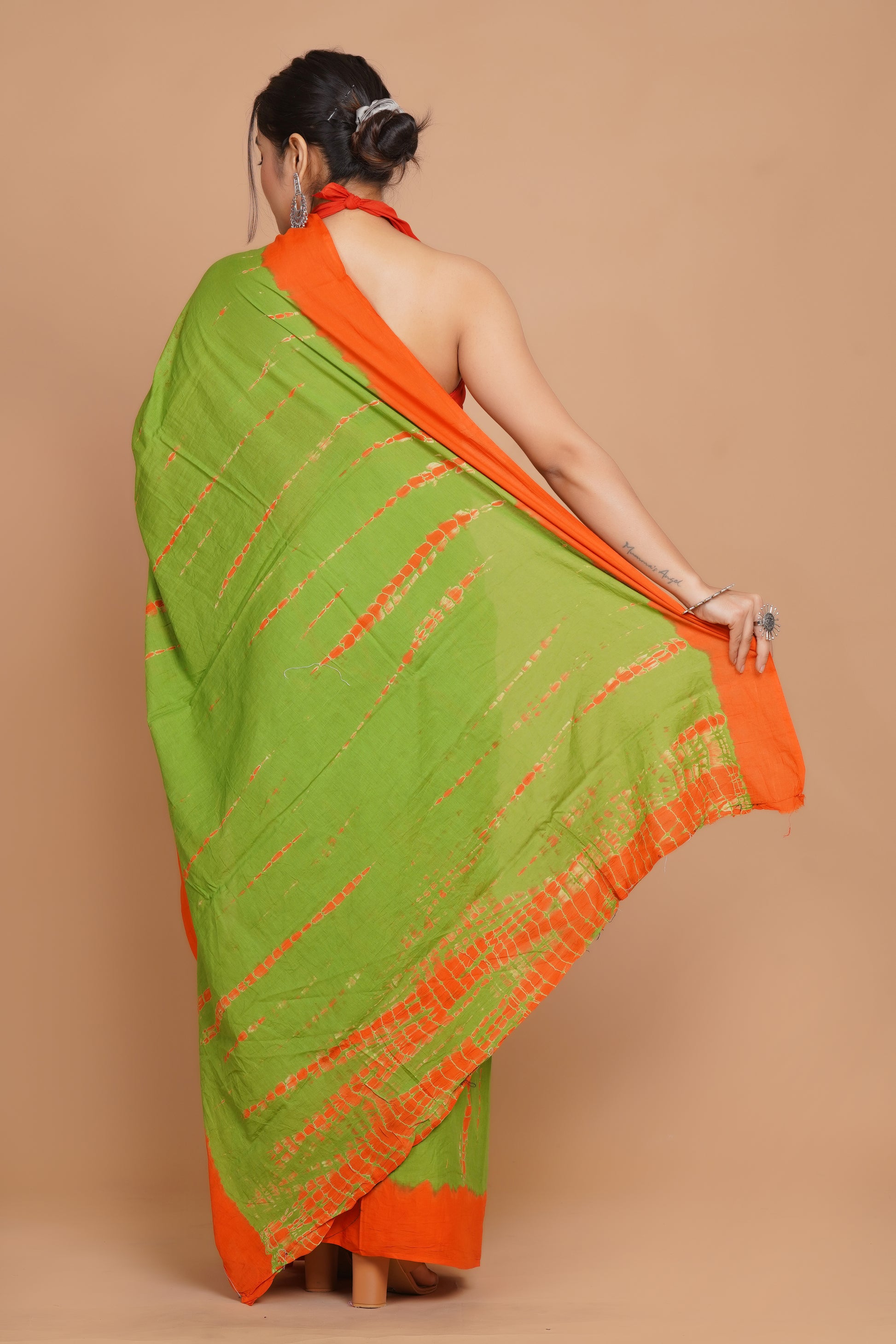 Bagru Print Mulmul Cotton Saree – Spring Flame