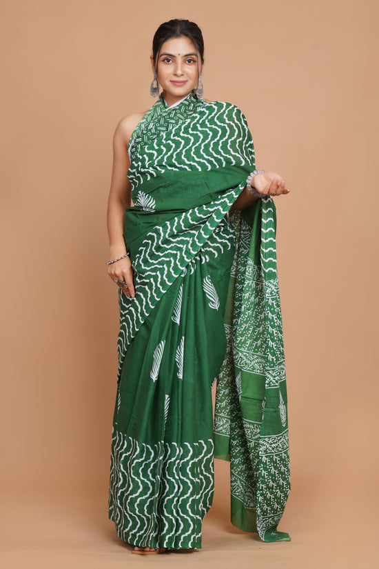 Bagru Print Mulmul Cotton Saree – Heritage Blossom